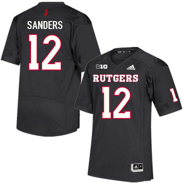 Men #12 Brandon Sanders Rutgers Scarlet Knights College Football Jerseys Sale-Black